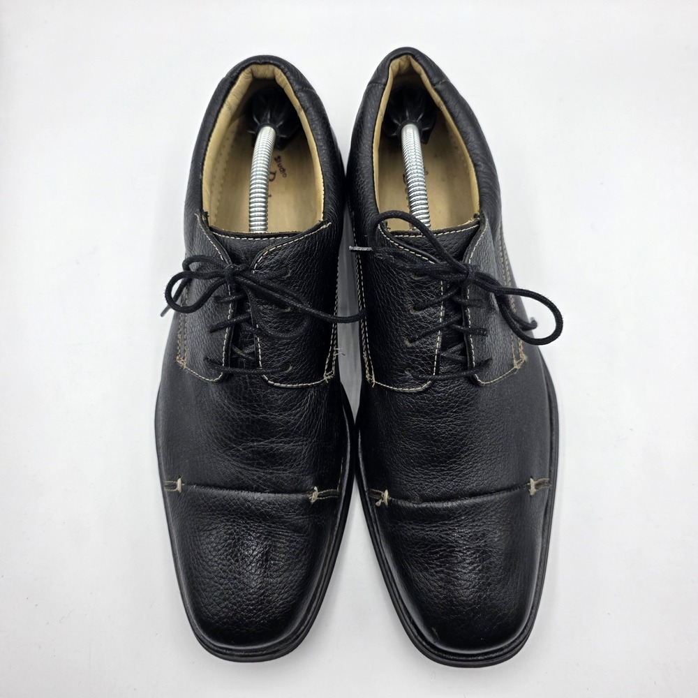 Belvedere Dress Shoes Mens 8.5 D Black Leather Florence Oxford Pebbled Cap Toe - Picture 4 of 12